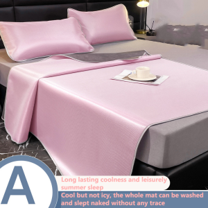 💖COD💖ฤดูร้อนเสื่อผ้าไหมน้ำแข็งชุดเสื่อ เสื่อผ้าไหมน้ำแข็งฤดูร้อน เลือกสีได้ 2 สี ซักและพับเก็บได้ ，เนื้อนุ่ม，ระบายอากาศได้ดีและระบายความชื้น，ซักด้วยเครื่องซักผ้าได้ ซักน้ำได้