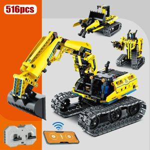516PCS 3 IN 1 App RC Excavator Technical Building Blocks Construction Engineering City Vehicle Car Bricks Toys Adults Boys Gifts