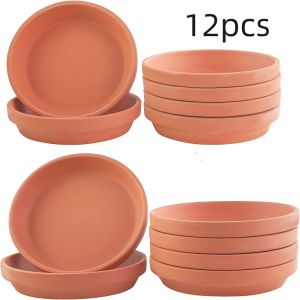 12 Packs 2.8 Inch Terracotta Plant Saucers Fit 2-3 Inch Small Flower Pots Moisture Retentive Drip Trays to Prevent Water