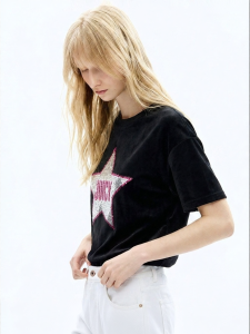 Juicy Couture | Womens Stretch Double-Sided Sequin Velvet T-Shirt