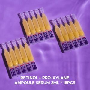 VIBRANT GLAMOUR Retinol Pro-xylane Ampoule Serum 2ml*15pcs Copper Tripeptide Ampoule Second Throwing Triple Anti-aging Anti-wrinkle Whitening Promote collagen Reduce fine lines
