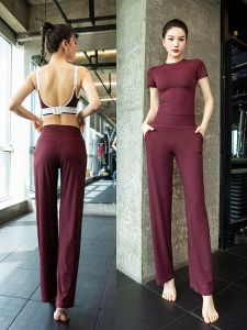 ชุดโยคะสำหรับผู้หญิง ชุดออกกำลังกาย ชุดฟิตเนส แขนสั้น ทรงสลิมฟิต ทรงตรง ผ้าไนลอน ฤดูร้อน ใหม่ ระบายอากาศได้ดี ชุดโยคะ