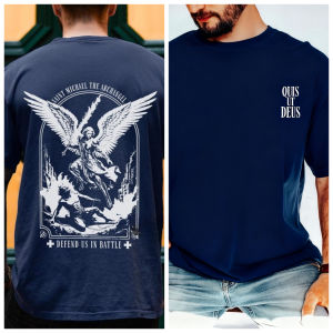St. Michael Archangel Shirt Christian Archangel Michael Men Christian Shirt Christian Men Gift Faith T-shirt Street Wear Tops