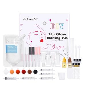 ใหม่ลิปกลอสทําชุดลิปกลอสให้ความชุ่มชื้นฐาน DIY วัตถุดิบชุดเครื่องมือ SHINY Glitter Lip Tints Glaze Handmade เครื่องสําอางค์