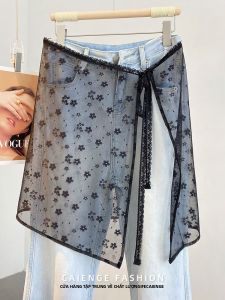 CAIENGE | Black Lace Skirt with Waist Cover 2023 Spring/Summer