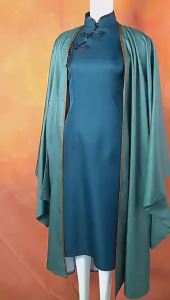 2025 Medicinal Finger cos Traditional Style Cheongsam Role Play Green Button Clothing for Chinese Republic and Ming Dynasty cosplay Womens Clothing Set