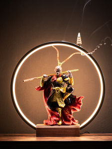 Chinese Zen Style Ceramic Monkey King Figure Home Living Room Decorative Accessories Black Mythology Wu Song Desktop Decoration