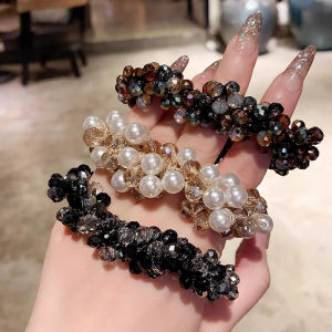 กิ๊บติดผมประดับลูกปัดไข่มูกคริสตัล 100 เครื่องประดับที่มัดผม หางม้าผู้หญิง ยืดผลสุขภาพผลตอบแทนเพื่อความปลอดภัย