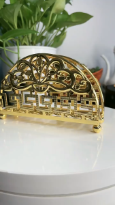 1PC Napkin Storage Stand Hotel Napkin Holder Metal Hollow Paper Towel Holder Gold-plated Table Paper Tissue Rack House Decoration