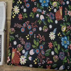 ผ้าแจ็คการ์ดลายดอกไม้ลายนูนรูปแมวสีดำคลาสสิกวัสดุหนาสำหรับเสื้อผ้าผู้หญิงและกระเป๋าถือสิ่งทอ