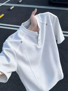 Quick Dry Henry Collar Waffle Texture T-Shirt
