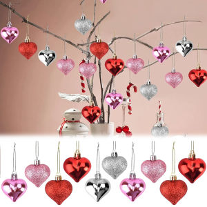 10PCS Valentines Day Pendants Love Heart Shape Hanging Ornaments Decorations Heart Shaped Wedding Proposal Party Drop Decor