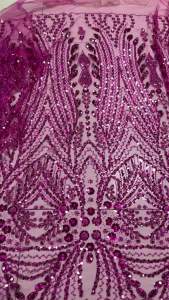 African Heavy Beaded Lace Fabric Nigerian Embroidered Sequins Groom Wedding Party Dress Sewing High Quality 5 Yards 2026