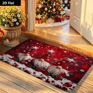 VIKAMA Ông Già Noel Chào Mừng Thảm Chùi Chân Giáng Sinh Vui Vẻ In Hình Thảm Chống Trơn Trượt Có Thể Giặt Trong Nhà Trang Trí Nhà Lối Vào Thảm Cho Kỳ Nghỉ Mùa Đông