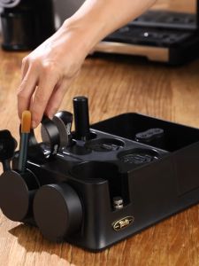 Bincoo ABS Coffee Portafilter Rack & Distributor Holder - Espresso Tamper Mat Stand with Knock Box | 51mm-58mm Universal