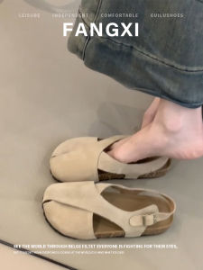 Dép Sandal Da Retro Đục Lỗ Đế Bẳng Dày Có Dây