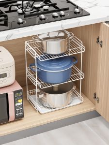 Kitchen Storage Rack Pot Organizer Cabinet Layered Stand