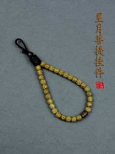 Buddha Keychain Car Keychain Short Wrist Mobile Phone Chain Lanyard Star Moon Buddhist Talisman Lucky Charm Accessory