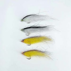 ICERIO 6pcs #8 #10 #12 Wounded EP Silky Fiber Minnow Streamer Fly Ice Dub Baitfish Lures for Trout Bass Pike Salmon