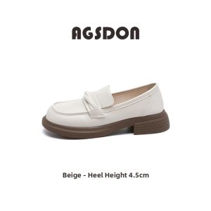Agsdon | Black Thick Sole Heel Loafers Summer Oxford Style