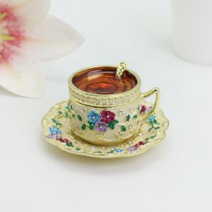 Elegant Enamel Hand-Painted Court Style Coffee Cup European Vintage Alloy Jewelry Box Home Decorative Ornaments Creative Modern Simplicity