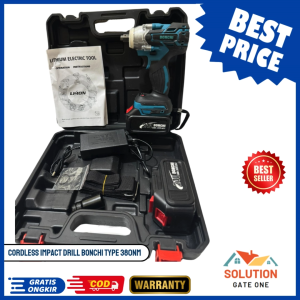TERBAIK !!! CORDLESS IMPACT DRILL BONCHI type 380NM 21V-48V BRUSHLESS 2 BATERAI - 2 BATERAI