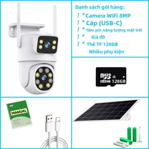Camera Wifi Năng Lượng Mặt Trời Thông Minh Tuya 8MP Camera Kép Không Dây Ngoài Trời Giám Sát Video PTZ CCTV Với Phát Hiện Chuyển Động PIR Và Âm Thanh Hai Chiều