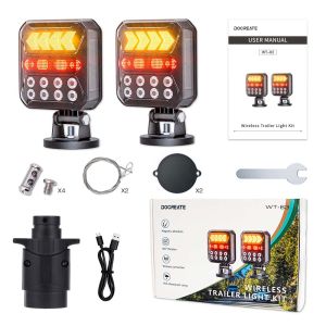 Wireless Solar Trailer Lights DC10V-24V Waterproof Magnetic LED Trailer Tail Light Kit New Reverse Lights Signal Indicator