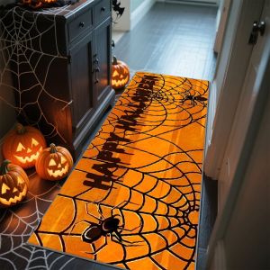 Thảm Trải Sàn Chống Trượt Hình Mạng Nhện Halloween VIKAMA - Thảm Trải Sàn Dài Có Thể Giặt Được Cho Lối Vào Hành Lang Trang Trí Tiệc Tại Nhà Lễ Hội Chống Trơn Trượt Chống Phai Màu 100% Polyester