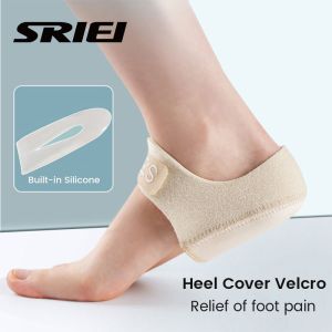 SRIEI 1 Pair Back Heel Protective Sleeve Heel Pad Velcro Adjustable Gel Heel Protectors Washable Arch Wrap Flat Feet Support Pain Relief Plantar Fasciitis