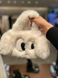 Trendy Cute Cartoon Dog Plush Crossbody Bag Womens Handbag Small Square Bag Shoulder Bag Soft Handle Korean Style Bag