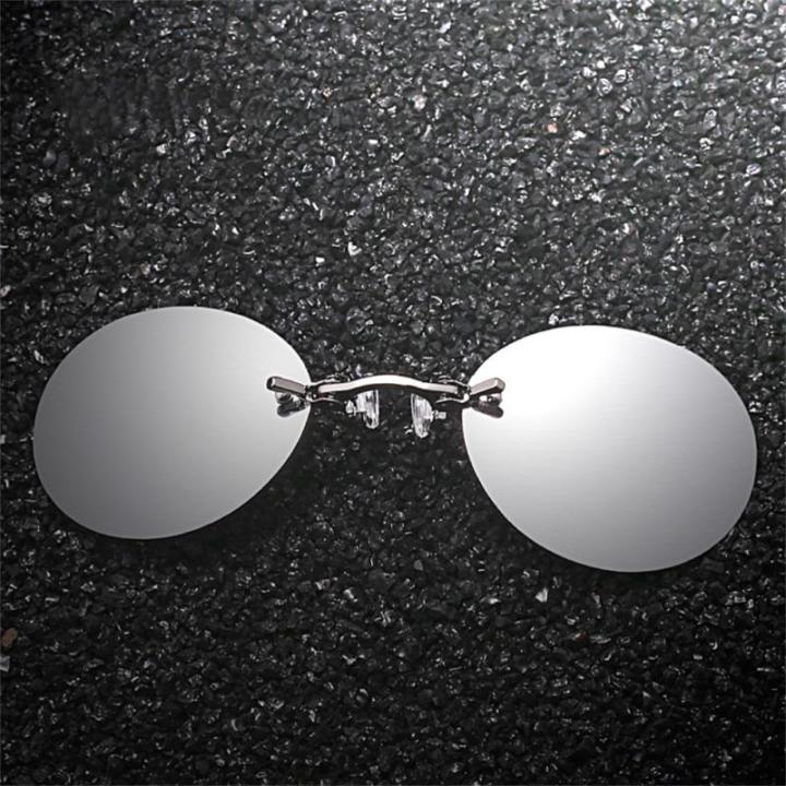 Sunglasses For Men Clip On Nose Glasses Round Rimless Matrix Morpheus ...