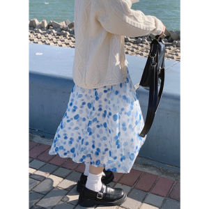 Váy Chữ a Họa Tiết Chấm Bi Rộng Rãi Cạp Cao Cho Nữ Mùa Hè 2025 Váy Midi Dài Đến Giữa Bắp Chân Thiết Kế Ngọt Ngào Của Nhật Bản
