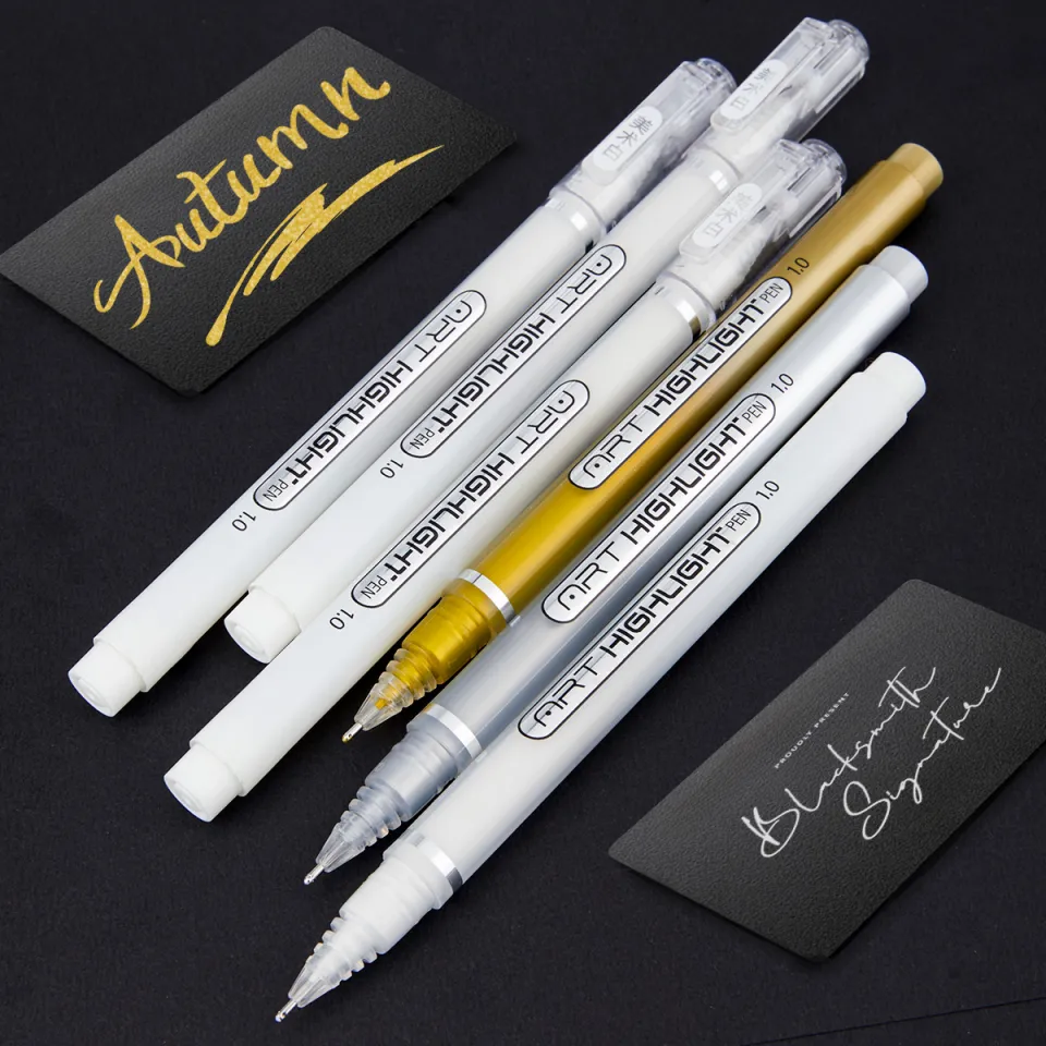 pen set pens for scrapbooking 3/6pcs White Gold Silver Gel Pen Set 1mm Fine Point, Smooth Ink Pens for  Drawing, Scrapbooking, DIY Art and Card Making