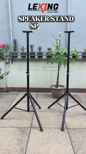 Adjustable Heavy-Duty Black Speaker Stand with Non-Slip Rubber Tripod Base and Detachable Top Plate
