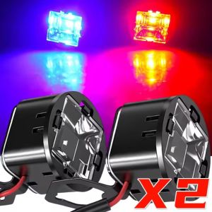 2PCS 12V Motorcycle Strobe Lights Safety Warning LED Lamp Headlight Red Blue Turn Signal Indicators Mirror Light Motorcycle Accessory