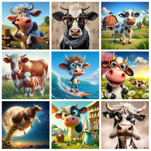 Cute Cow DIY Diamond Painting Kit Funny Ox Animals Pictures Diamond Embroidery Mosaic Painting Handicraft Home Decor