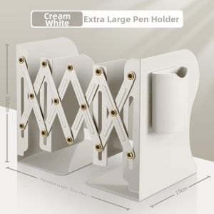 Extendable Bookend with Pencil Holder Desktop Storage Shelf