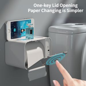 New Wall-mounted Smart Sensor Tissue Box Automatic Tissue Dispenser Toilet No-Drill Tissue Holders Home Tissue Boxes