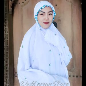 Mukena Terusan Dewasa Bordir Kain Katun Grade A Mukena Lajuran / Lajur