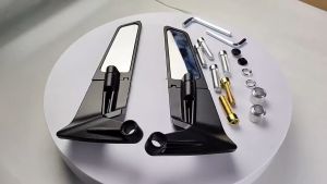 กระจกมองหลังรถจักรยานยนต์ กระจกวิง กระจกใส/กระจกสีฟ้า เนื้อกระจกดีมองเห็นชัดเจน ไม่กลัวแสงสะท้อน เหมาะกับรถบิ๊กไบค์