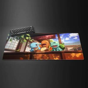 Bandai | Pokemon Arcanine Gaming Mouse Pad Large Desk Mat 2MM Stitched Edge Keyboard Pad Non Slip Rubber Base Office Table Mat