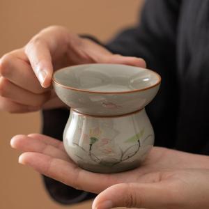 Hand-painted Ceramic Antique Lotus Tea Strainer
