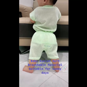 Combo Set Baby Boys Girls Eyelet Short-Sleeve Top with pants and Singlet with pants Mix Clothing Set Cotton Comfortable