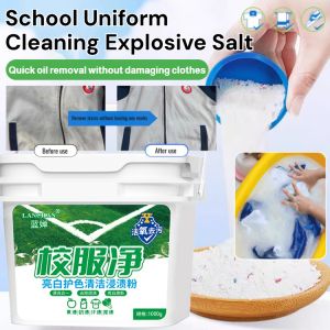 School Uniform Cleaning Explosive Salt Laundry Powder Fabric Stain Detergent Remove Dirt Yellow Bleach Safe for Infant Adult Clothes