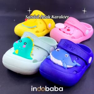 indobaba | Sandal Anak Import Slop Anak Baby Shark Dino Baby Chick Laki laki Perempuan Anti Licin Size 21-36 S102