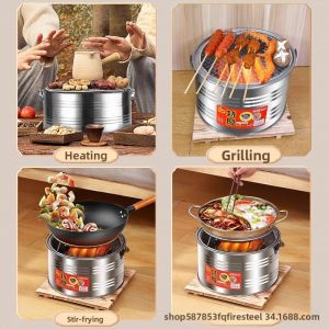 Traditional Rural Outdoor Wood Charcoal Fire Pit Smokeless Heating Stove Home Use Portable Camping Travel Cooking BBQ Grill