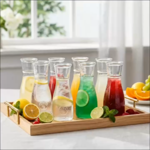 Combo 10 Bình Thủy Tinh 350ml Dáng Eo Nhỏ Đựng Nước Detox Nước Ép Trà Hoa Quả
