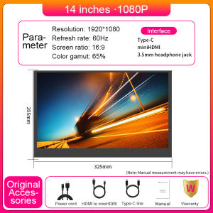 LANLIPU | Màn Hình IPS Di Động 14 Inch FHD 1080P 16:9 Màn Hình Phụ Cho PC Điện Thoại Di Động Xbox Switch PS4/PS5 Laptop Có Cổng Type-C HDR10 Loa Tích Hợp