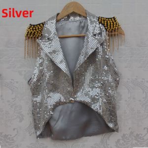 Sequined Spike Fringe Vest and Blazer Set